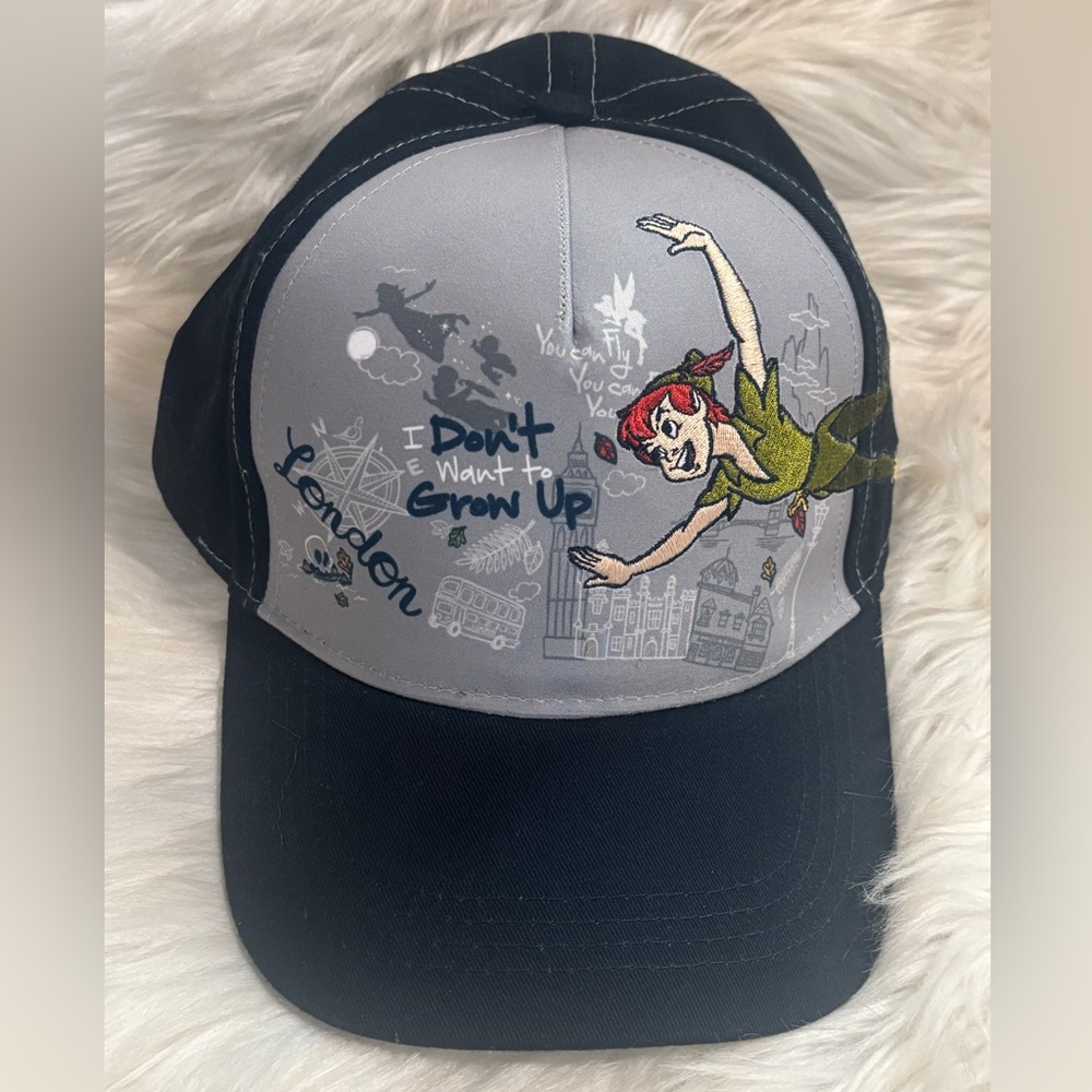 Disney Parks Epcot London United Kingdom Peter Pan Grey Baseball Hat Cap Adult